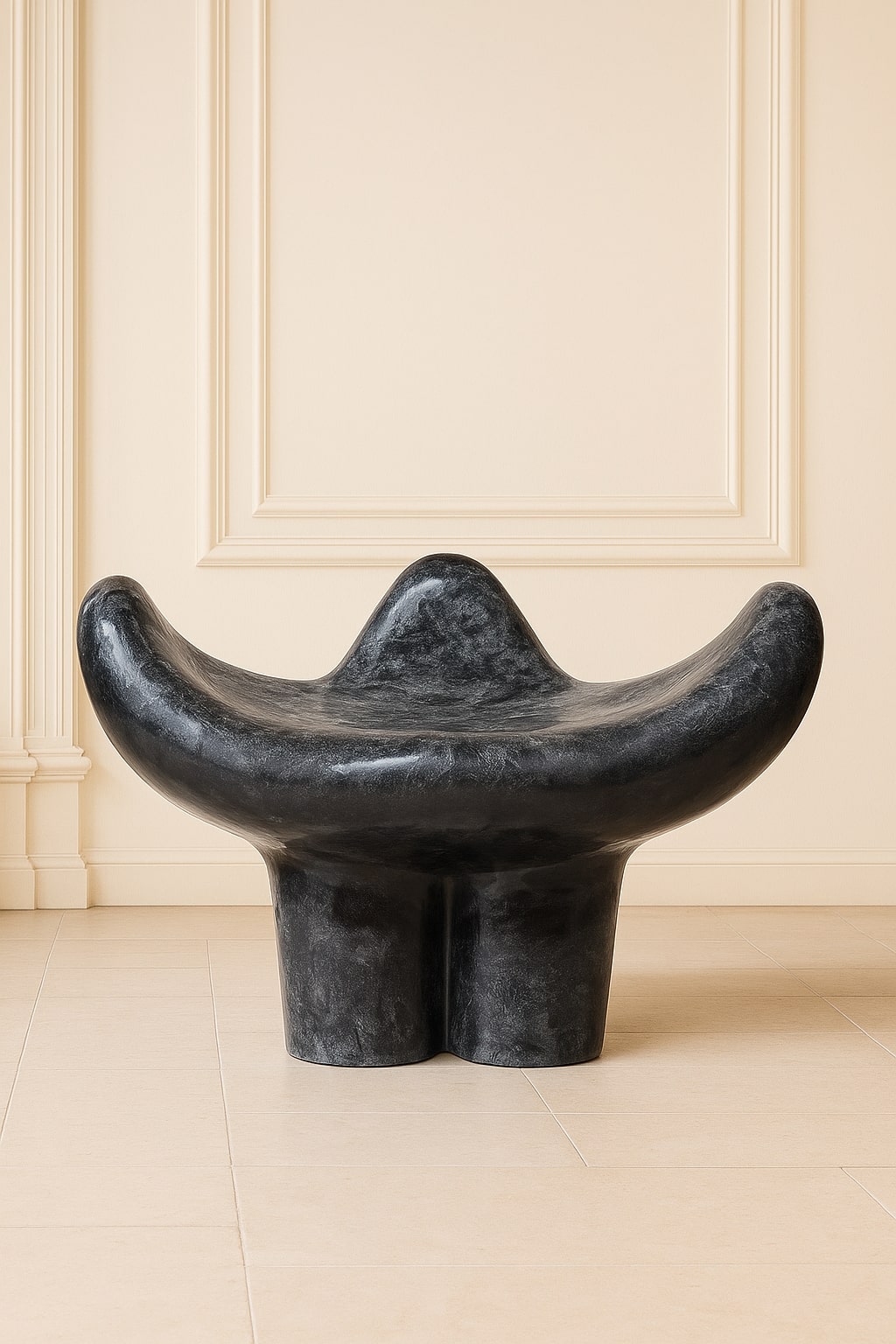 GAIA Black Ceramic by Caroline Keslassy – Ceramic Sculpture, 2024