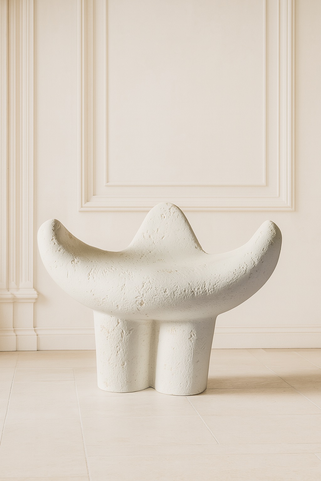 GAIA White Ceramic by Caroline Keslassy – Ceramic Sculpture, 2024